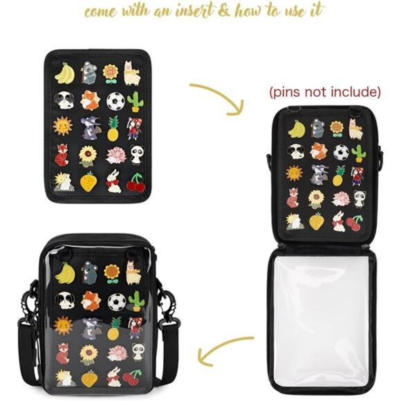 Anime Ita Bag Crossbody Small Pin Display Purse Clear Window Insert Travel - Picture 3 of 8